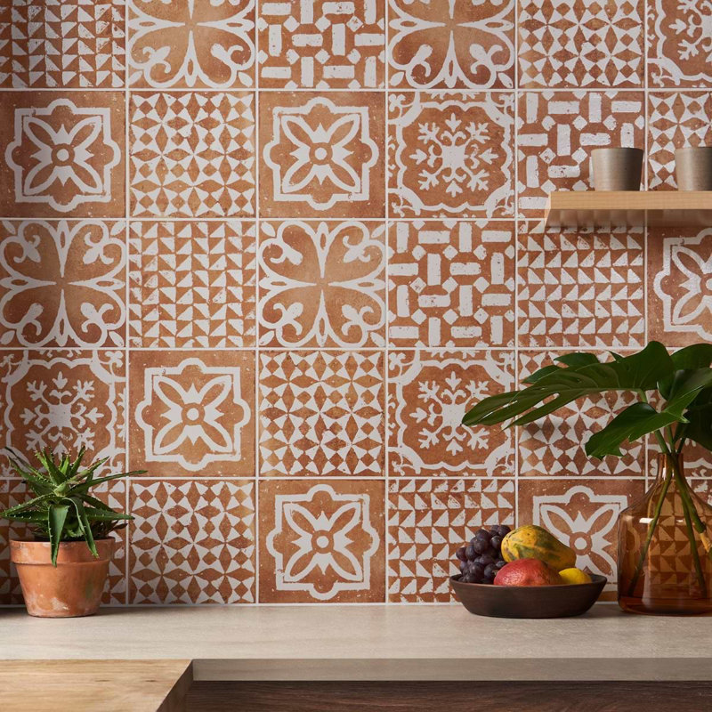 TileBar Angela Harris Mediterra Kasma Terracotta Decor 8X8 Matte
